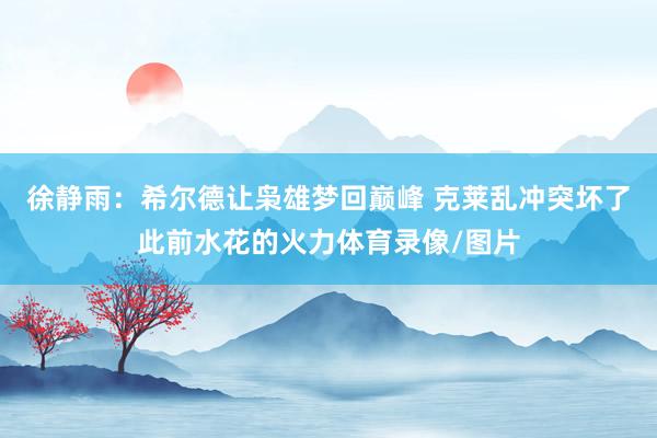 徐静雨：希尔德让枭雄梦回巅峰 克莱乱冲突坏了此前水花的火力体育录像/图片