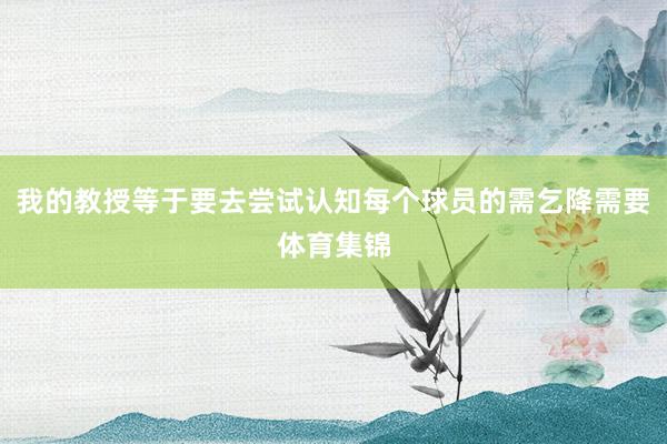 我的教授等于要去尝试认知每个球员的需乞降需要体育集锦