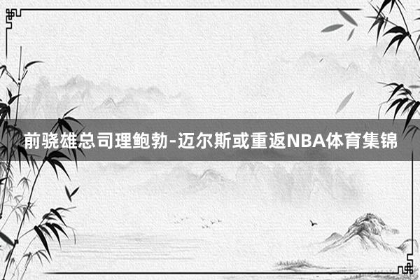 前骁雄总司理鲍勃-迈尔斯或重返NBA体育集锦